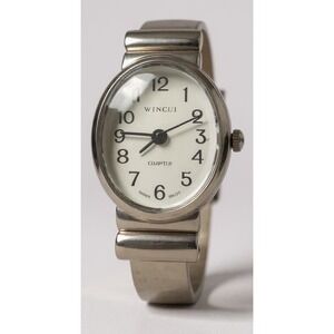Wincci Silver Tone Quartz Women's Bangle Cuff Watch‎ Japan Movt 9242